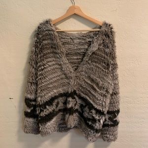 Ulla Johnson Farah Rabbit Fur Intarsia Cardigan Small
